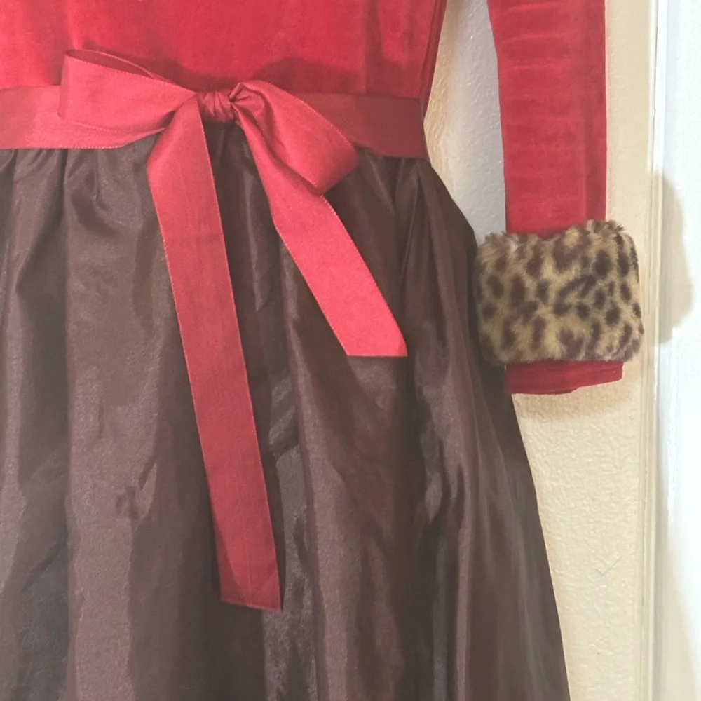 American Girl Chocolate Cherry Holiday Dress With Collar, Cuff Headband SZ 8 - Picture 9 of 14